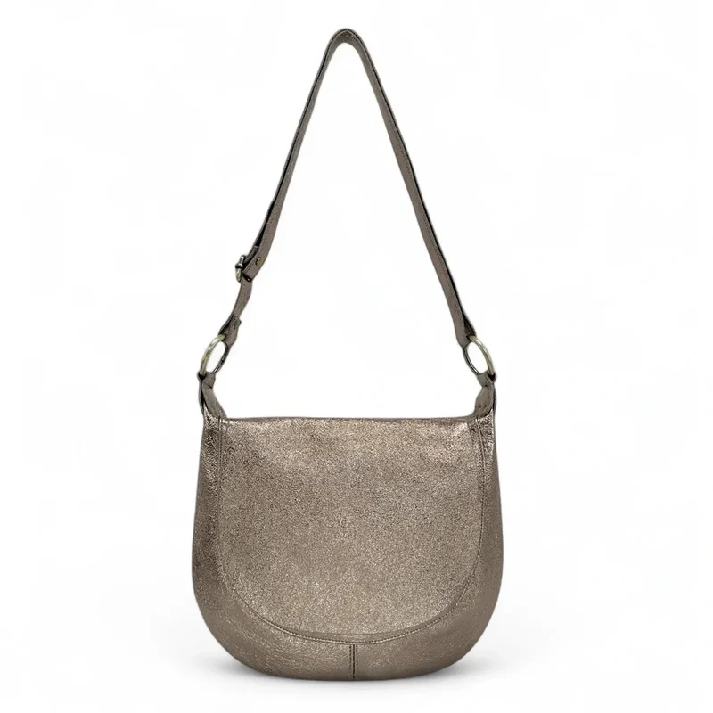 Sac bandoulière en cuir métallisé LITTLE CITIZEN Champagne irisé