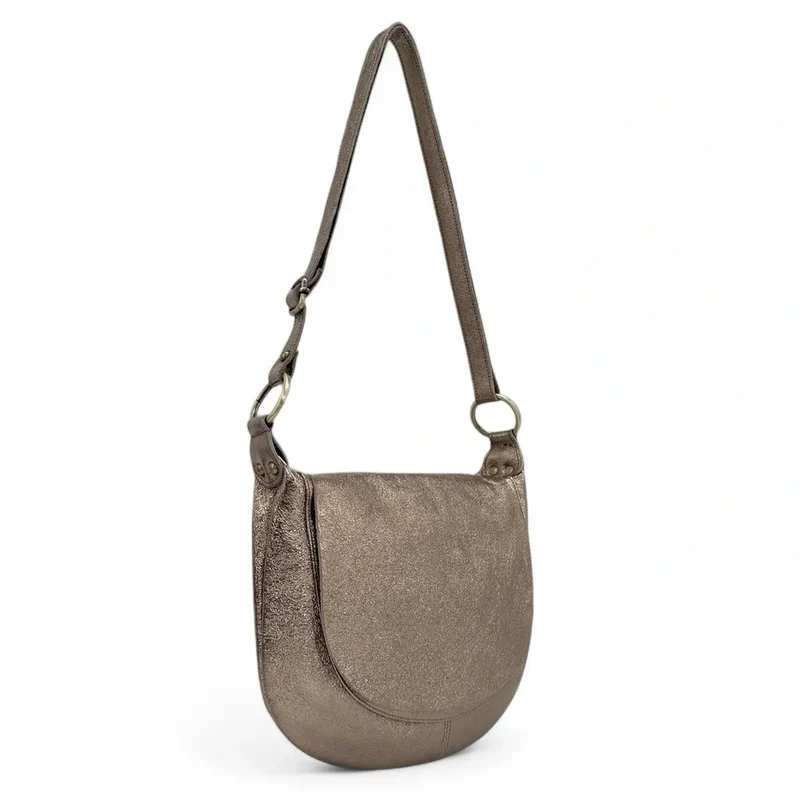 Sac bandoulière en cuir métallisé LITTLE CITIZEN Champagne irisé