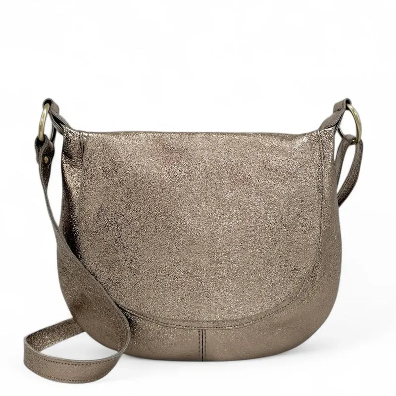 Sac bandoulière en cuir métallisé LITTLE CITIZEN Champagne irisé