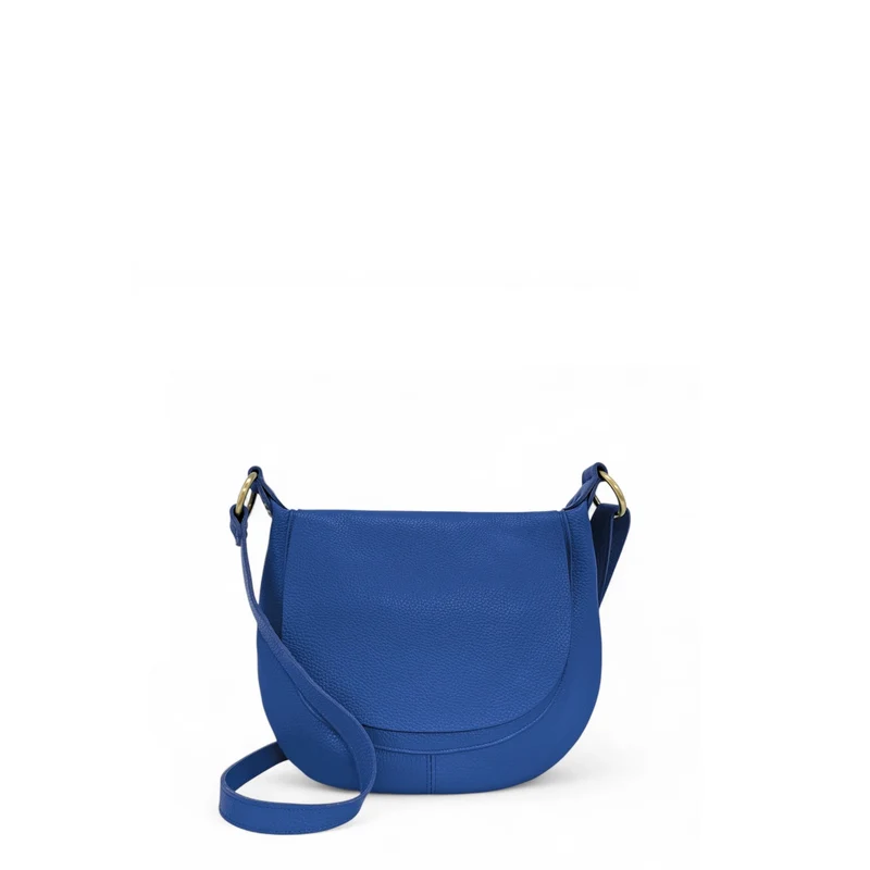 Sac bandoulière en cuir grainé LITTLE CITIZEN Bleu roi