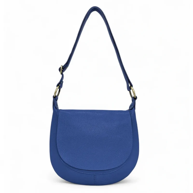 Sac bandoulière en cuir grainé LITTLE CITIZEN Bleu roi