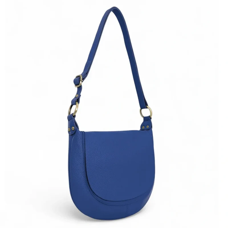 Sac bandoulière en cuir grainé LITTLE CITIZEN Bleu roi