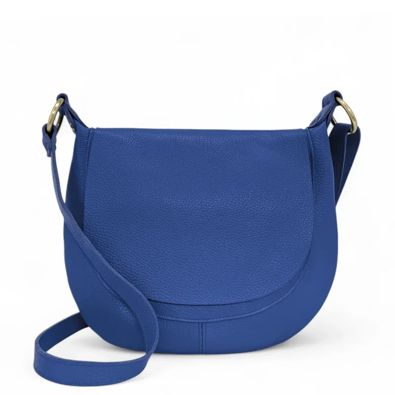 Sac bandoulière en cuir grainé LITTLE CITIZEN Bleu roi