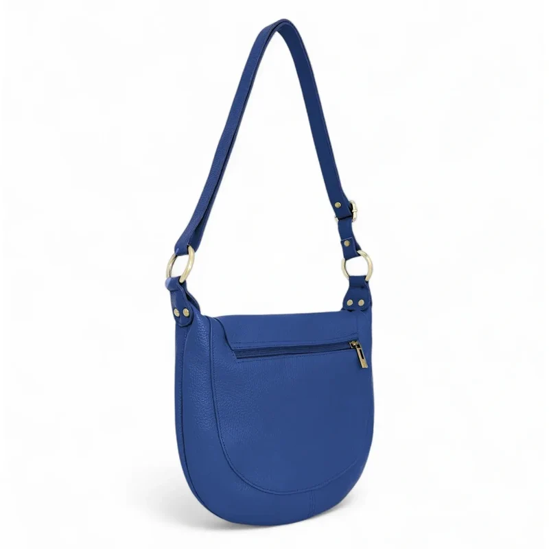 Sac bandoulière en cuir grainé LITTLE CITIZEN Bleu roi