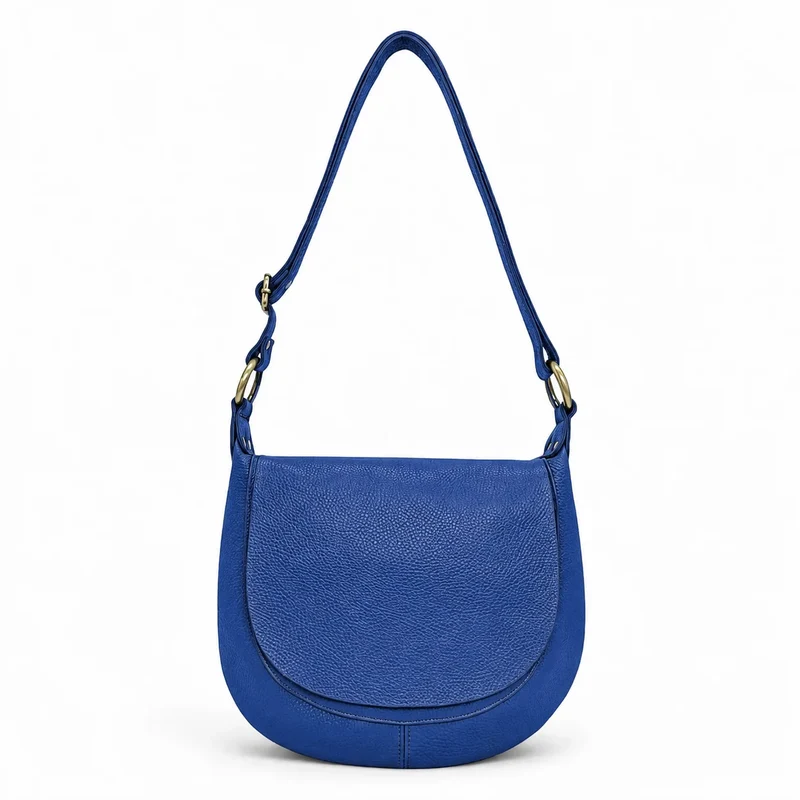 Sac bandoulière en cuir grainé LITTLE CITIZEN Bleu