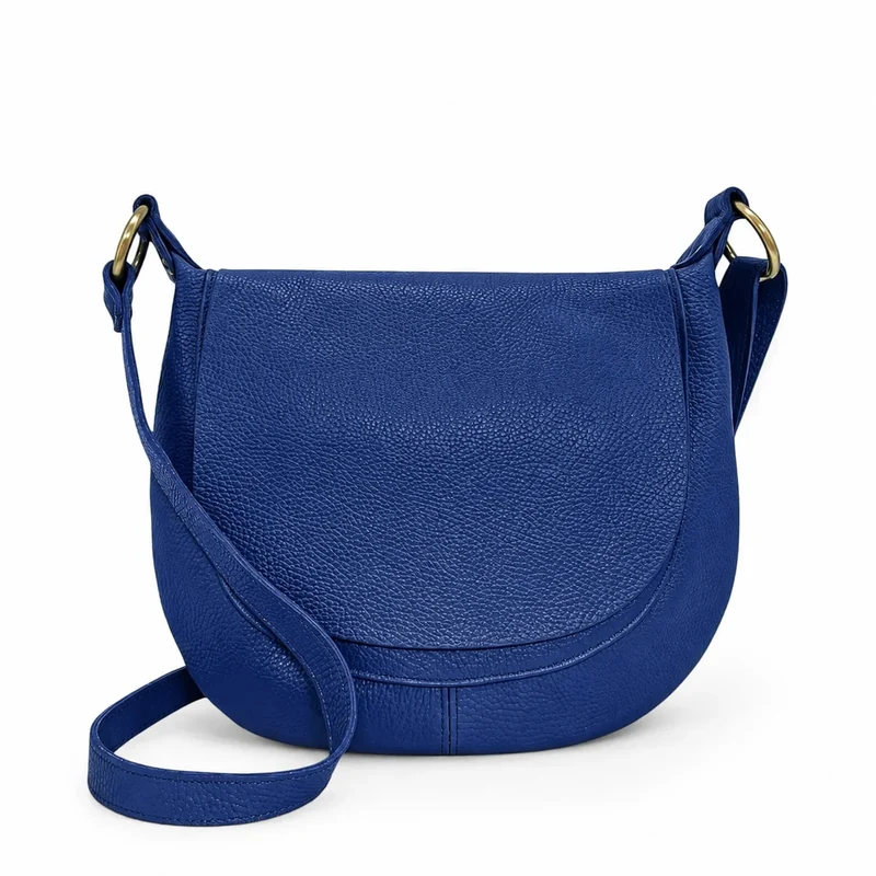 Sac bandoulière en cuir grainé LITTLE CITIZEN Bleu