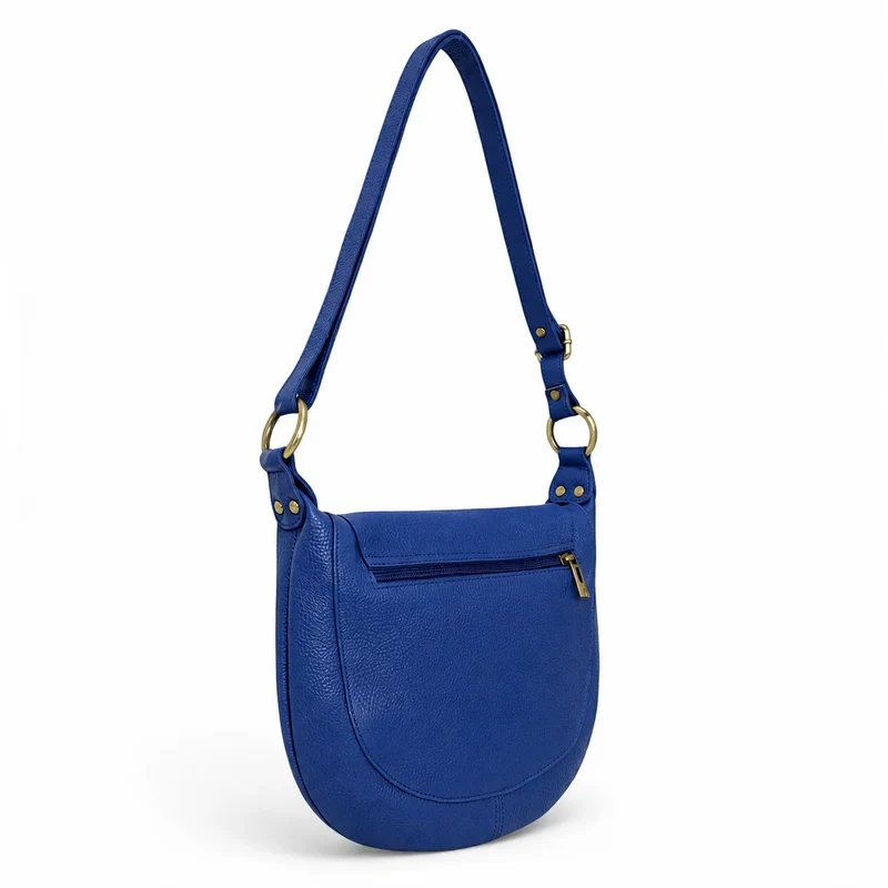 Sac bandoulière en cuir grainé LITTLE CITIZEN Bleu