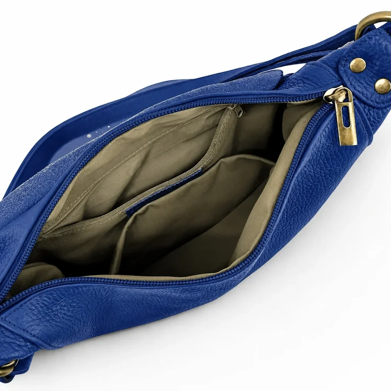 Sac bandoulière en cuir grainé LITTLE CITIZEN Bleu