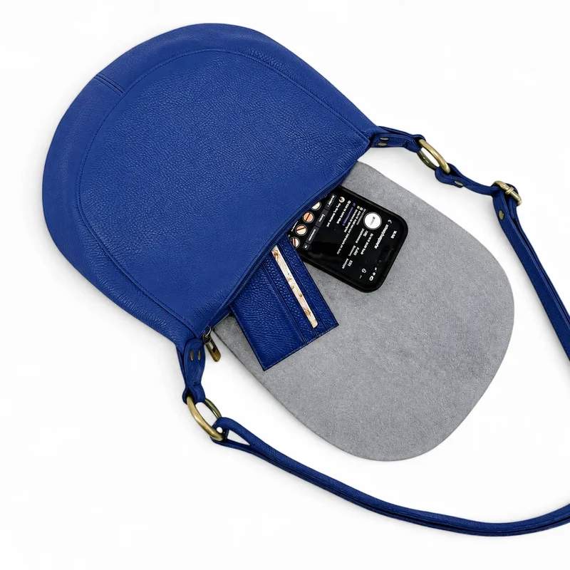 Sac bandoulière en cuir grainé LITTLE CITIZEN Bleu