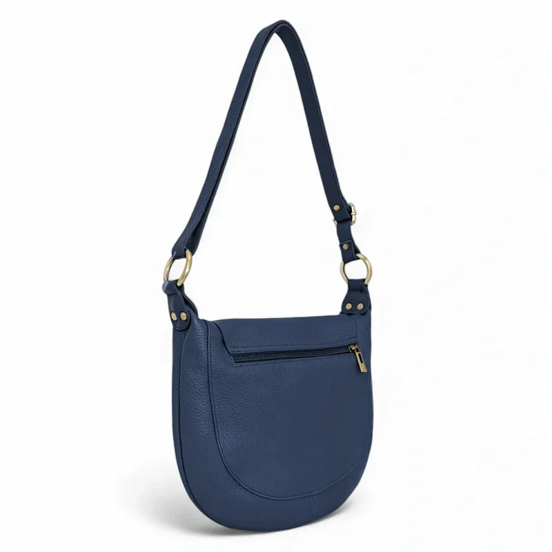Sac bandoulière en cuir grainé LITTLE CITIZEN Bleu marine