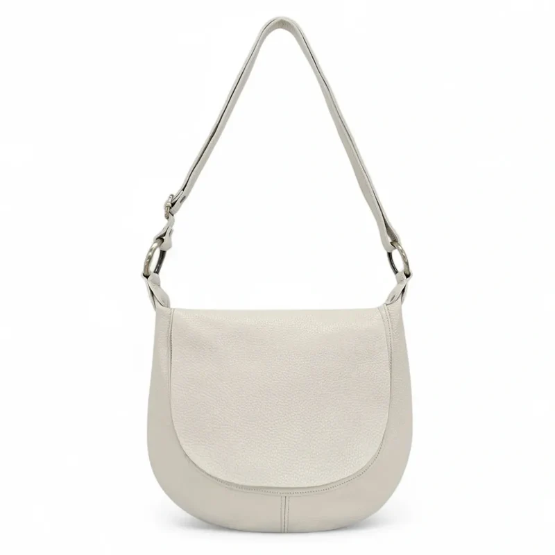 Sac bandoulière en cuir grainé LITTLE CITIZEN Beige crème