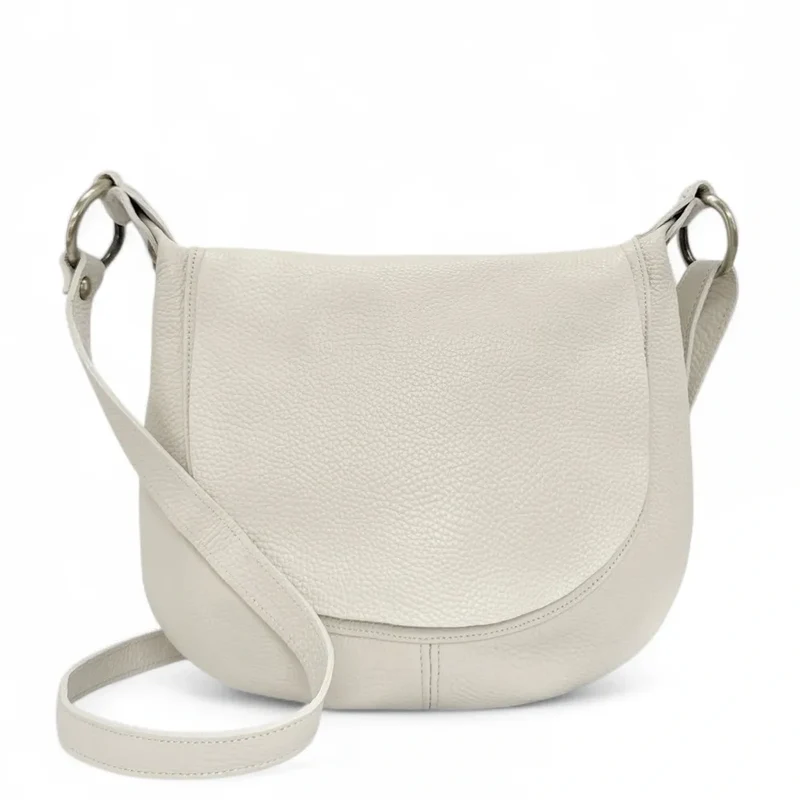 Sac bandoulière en cuir grainé LITTLE CITIZEN Beige crème
