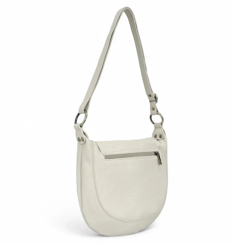 Sac bandoulière en cuir grainé LITTLE CITIZEN Beige crème