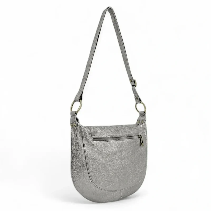 Sac bandoulière en cuir métallisé LITTLE CITIZEN Argent moyen
