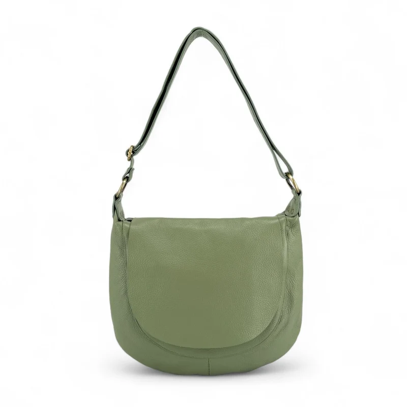 Sac besace à bandoulière en cuir grainé BIG CITIZEN Vert pastel