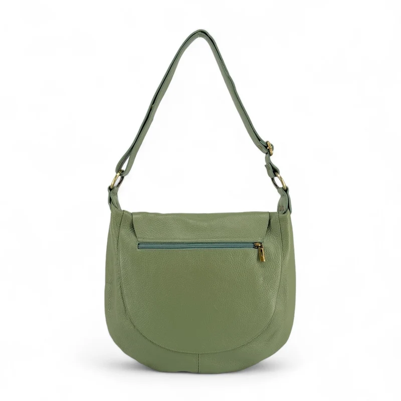 Sac besace à bandoulière en cuir grainé BIG CITIZEN Vert pastel