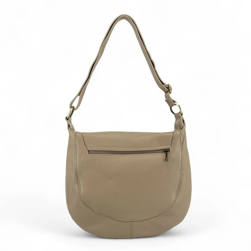 Sac besace à bandoulière en cuir grainé BIG CITIZEN Taupe