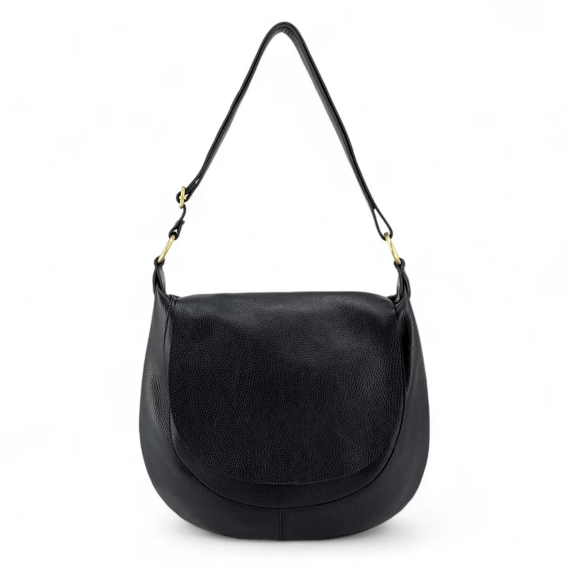 Sac besace à bandoulière en cuir grainé BIG CITIZEN Noir