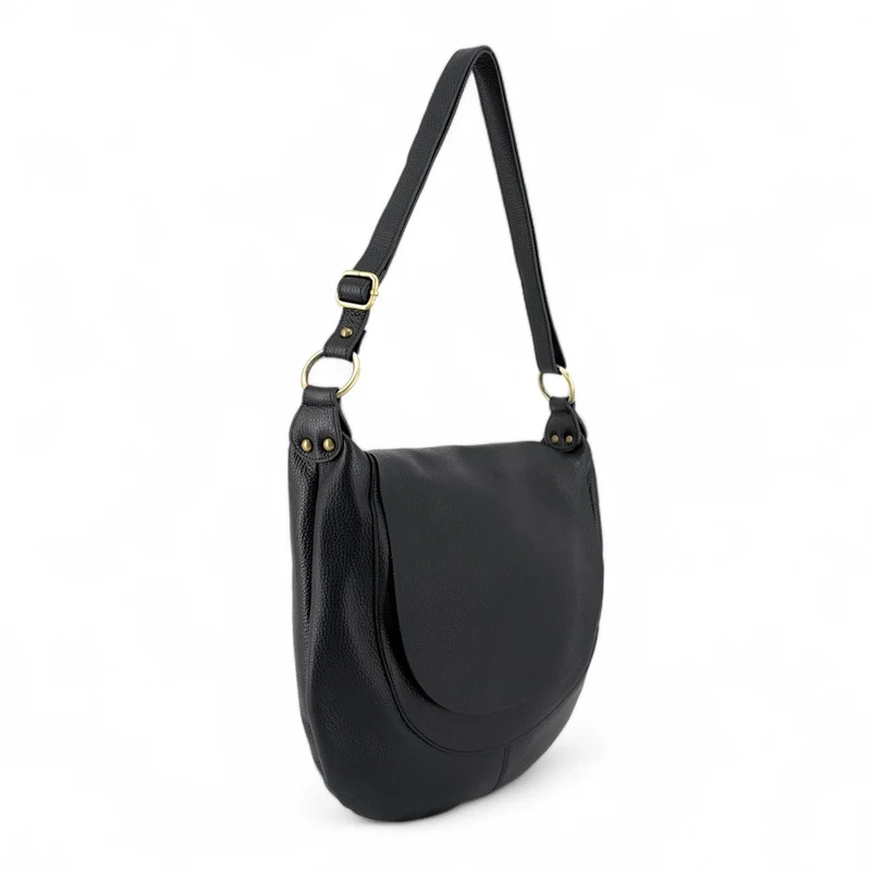 Sac besace à bandoulière en cuir grainé BIG CITIZEN Noir