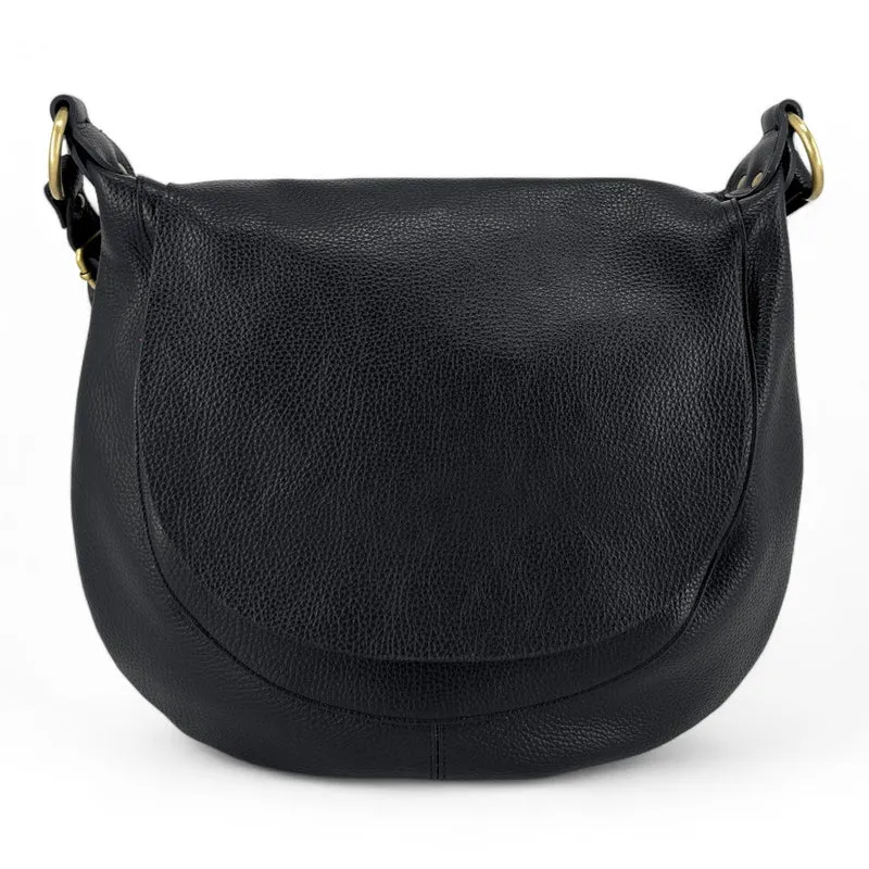 Sac besace à bandoulière en cuir grainé BIG CITIZEN Noir