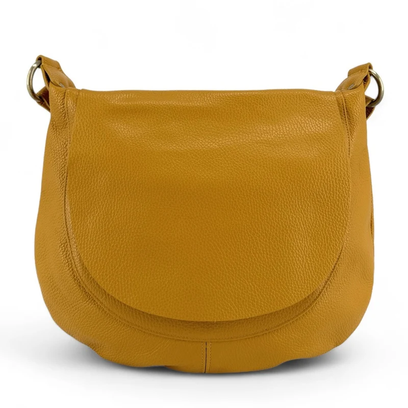 Sac besace à bandoulière en cuir grainé BIG CITIZEN Jaune tournesol