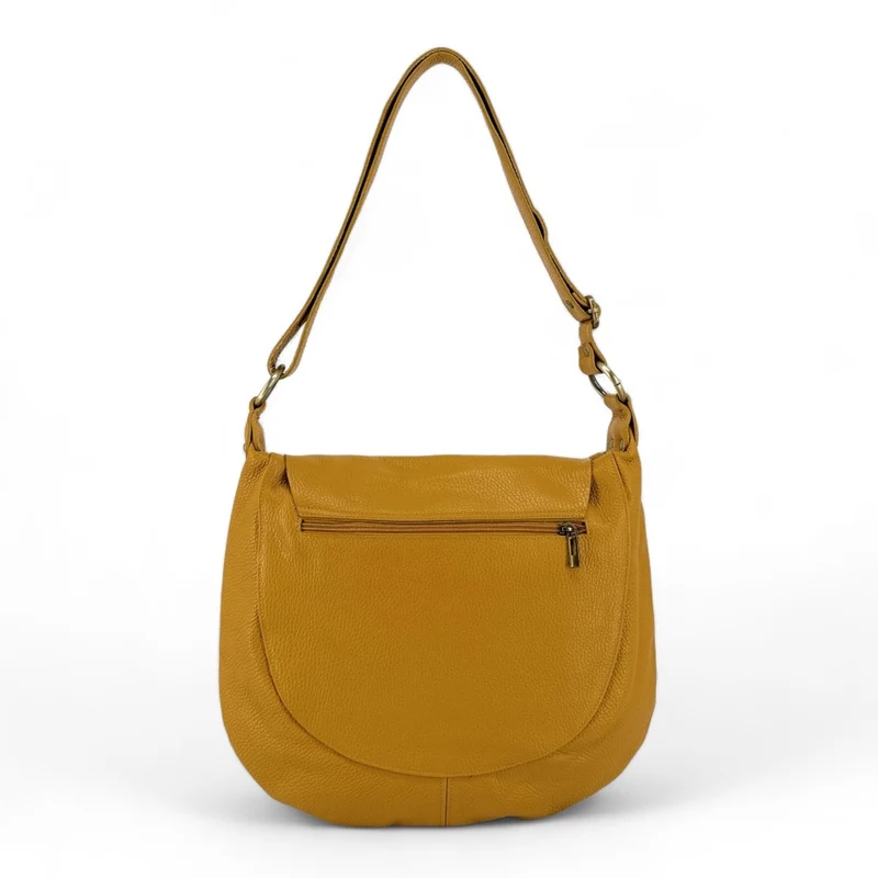 Sac besace à bandoulière en cuir grainé BIG CITIZEN Jaune tournesol