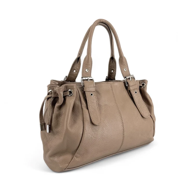 Sac bowling porté épaule en cuir grainé PRINCESSE Taupe