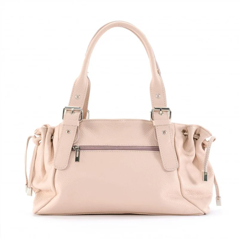Sac bowling porté épaule en cuir grainé PRINCESSE Rose nude