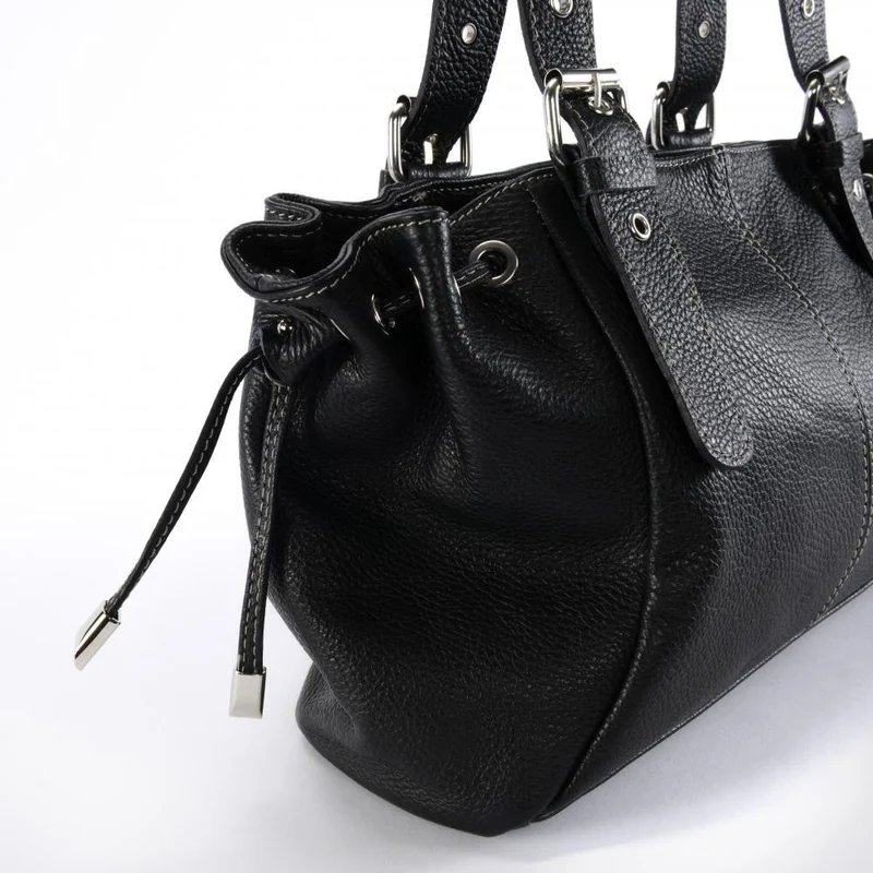 Sac bowling porté épaule en cuir grainé PRINCESSE Noir