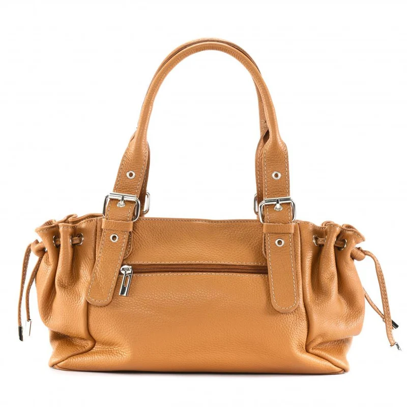 Sac bowling porté épaule en cuir grainé PRINCESSE Camel clair