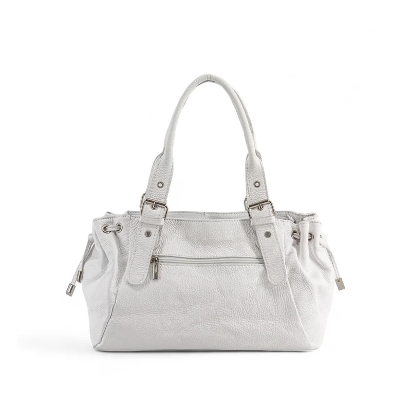Sac bowling porté épaule en cuir grainé PRINCESSE Blanc