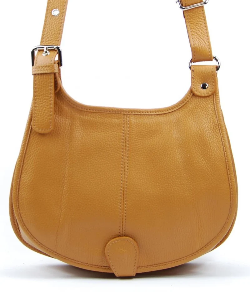 Sac besace en cuir grainé LITTLE PETRA Camel