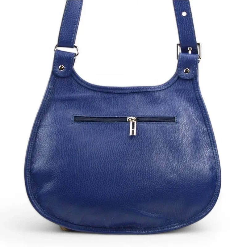 Sac besace en cuir grainé LITTLE PETRA Bleu