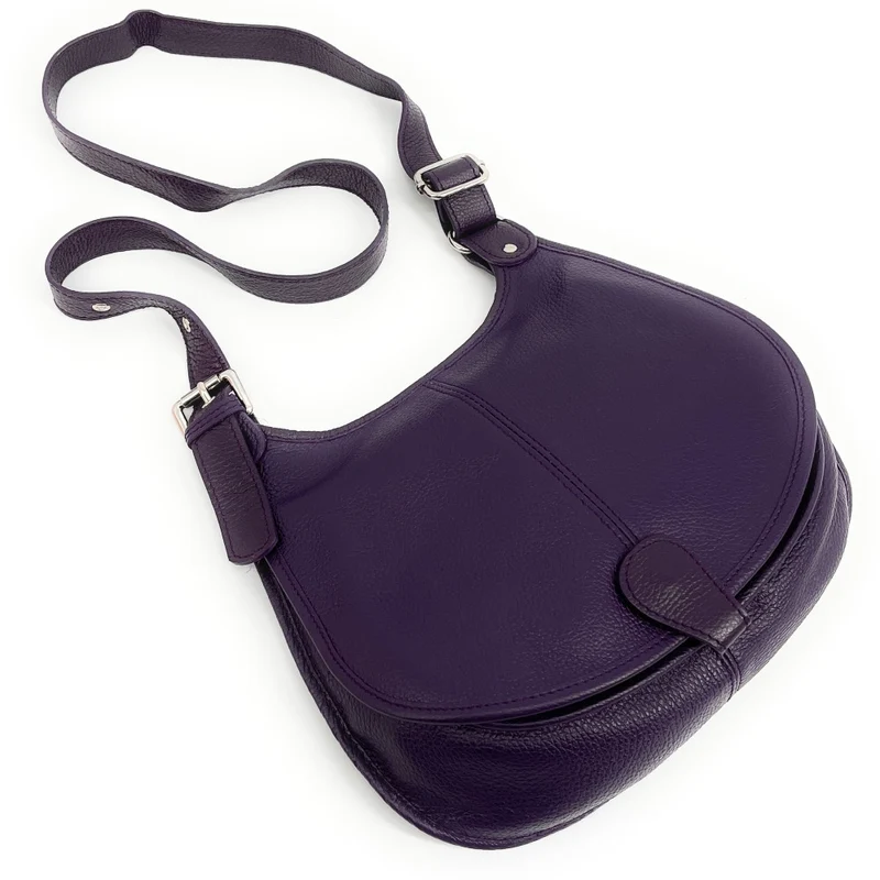 Sac besace bandoulière en cuir grainé PETRA Violet