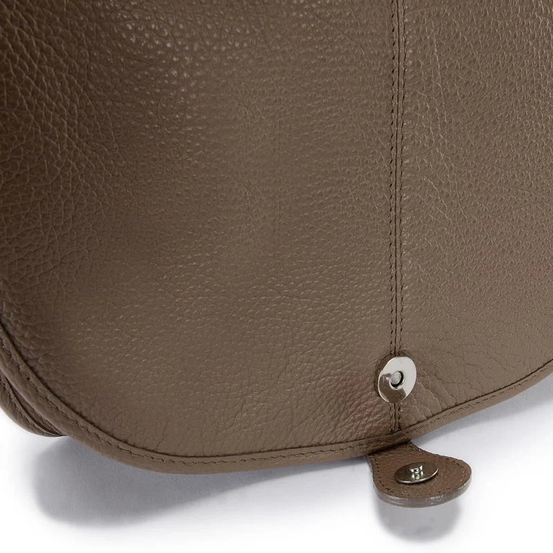 Sac besace bandoulière en cuir grainé PETRA Taupe foncé