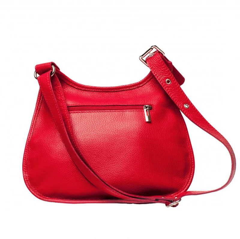 Sac besace bandoulière en cuir grainé PETRA Rouge garance