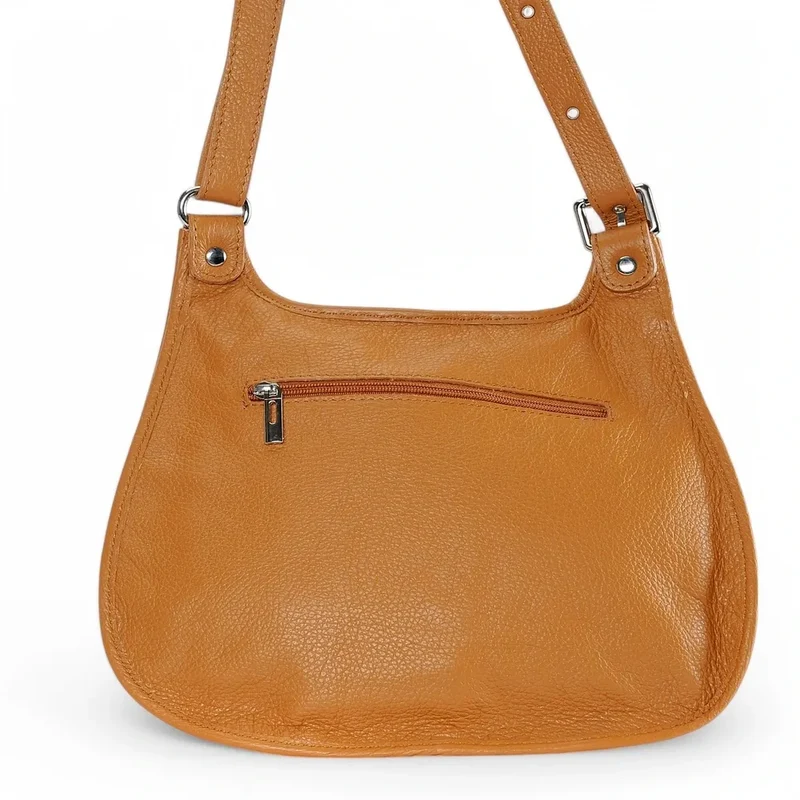 Sac besace bandoulière en cuir grainé PETRA Camel