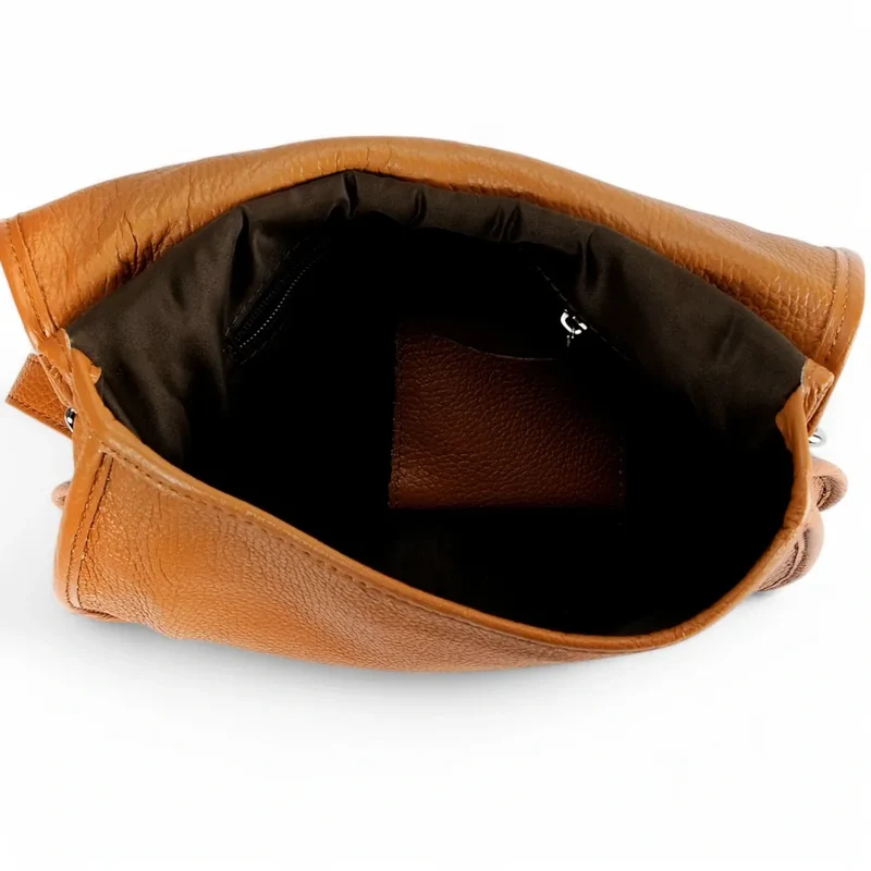 Sac besace bandoulière en cuir grainé PETRA Camel