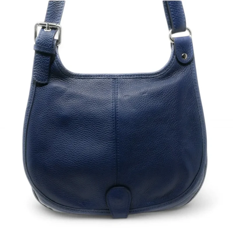 Sac besace bandoulière en cuir grainé PETRA Bleu