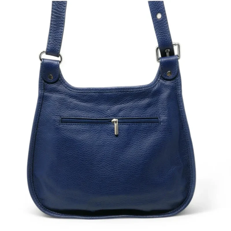 Sac besace bandoulière en cuir grainé PETRA Bleu