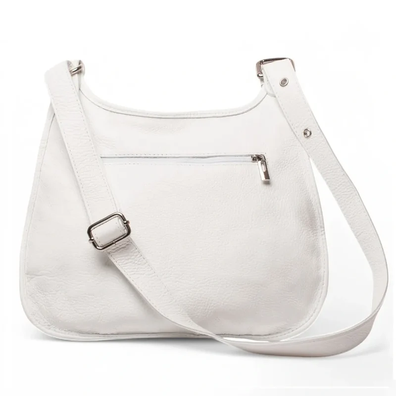 Sac besace bandoulière en cuir grainé PETRA Blanc