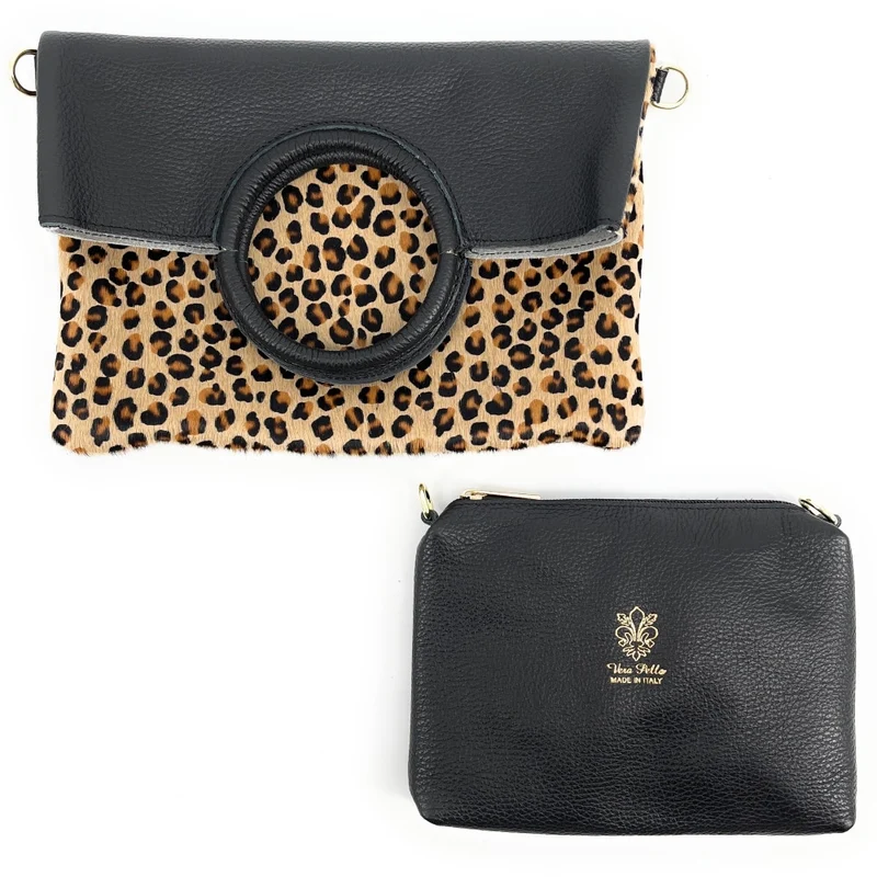 Sac pochette en cuir à motifs CHARLOTTE E.L. Ocelot
