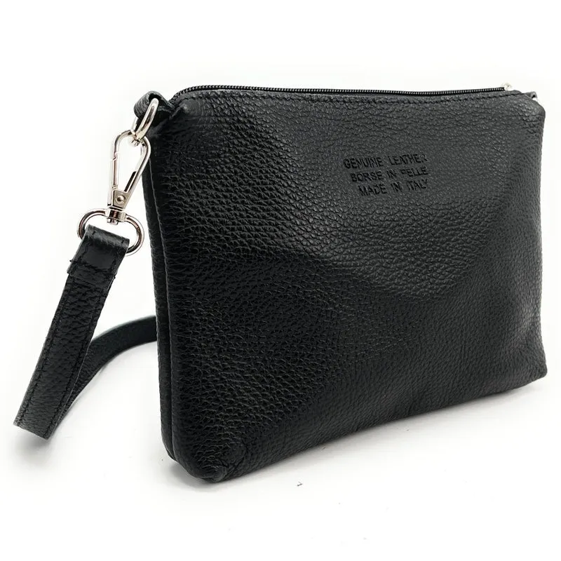 Sac pochette en cuir à motifs CHARLOTTE E.L. Noir