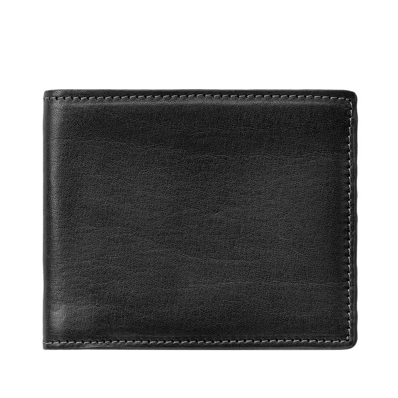 Black Bi-Fold Wallet - Vachetta Leather - Personalized