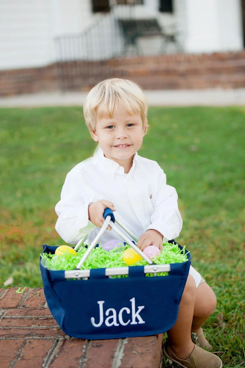 Navy Mini Market Tote - Personalized