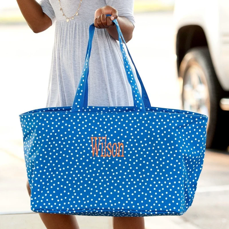 Royal Blue Scattered Dot Ultimate Tote - Personalized