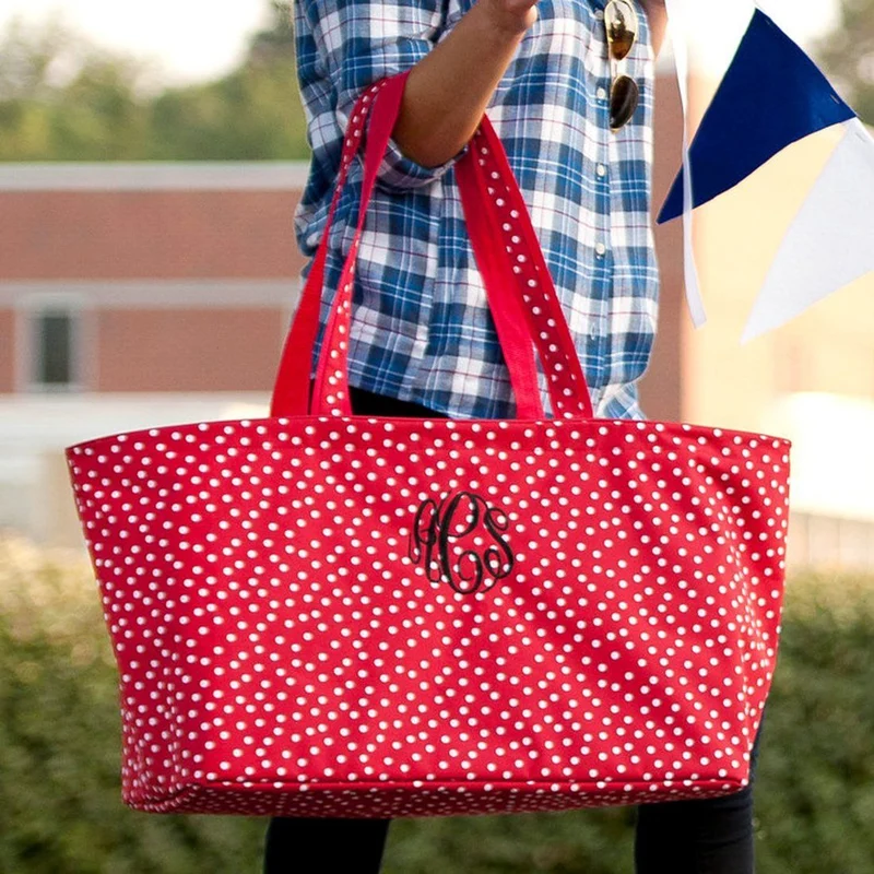 Red Scattered Dot Ultimate Tote - Personalized