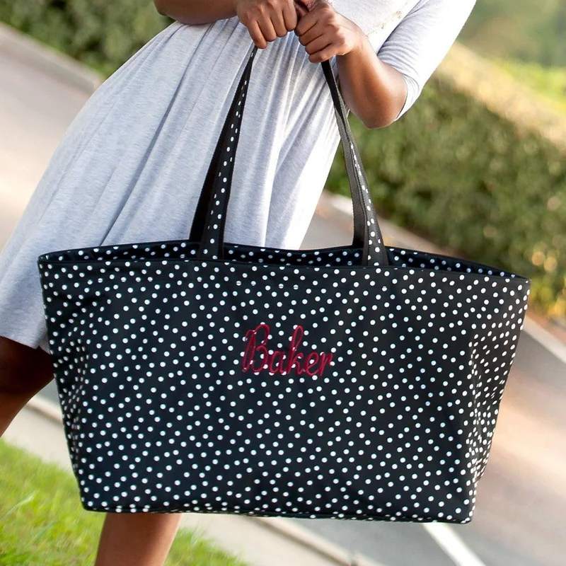 Black Scattered Dot Ultimate Tote - Personalized
