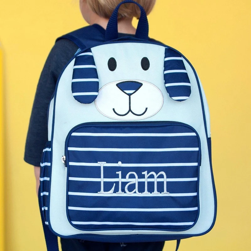 Navy Puppy Preschool Backpack - Personalized