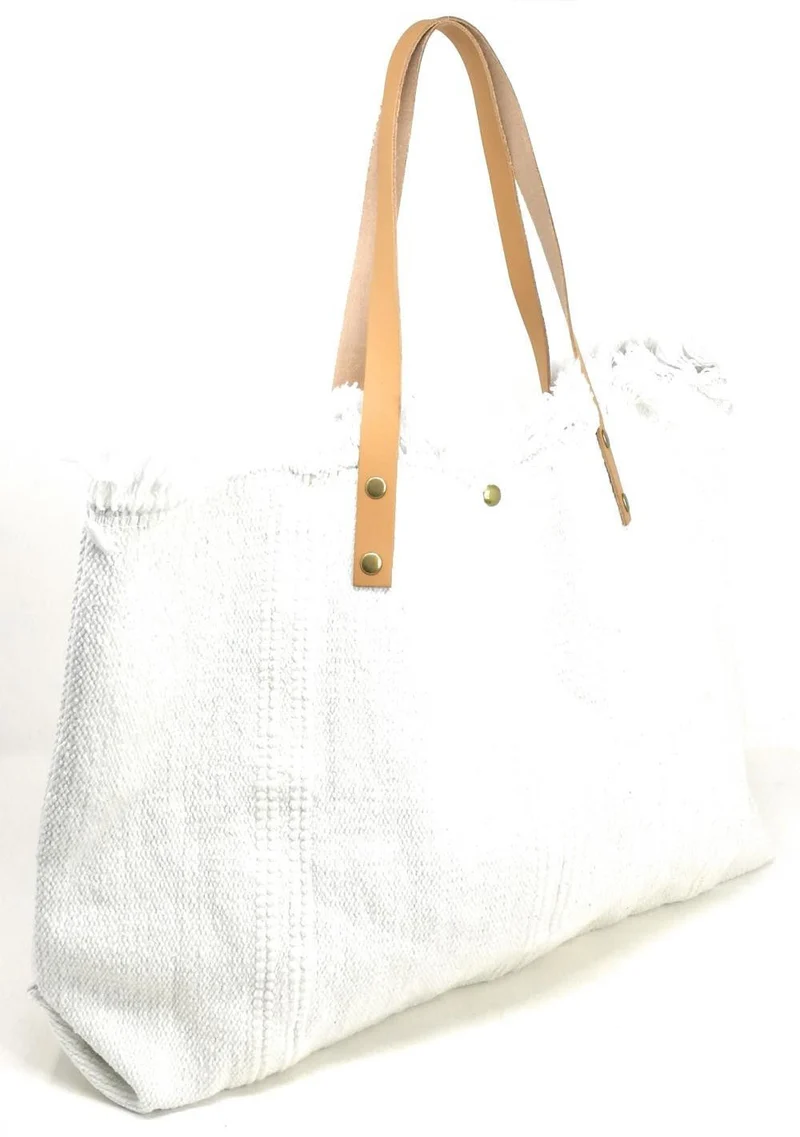 Sac de plage cabas en tissu IBIZA Blanc
